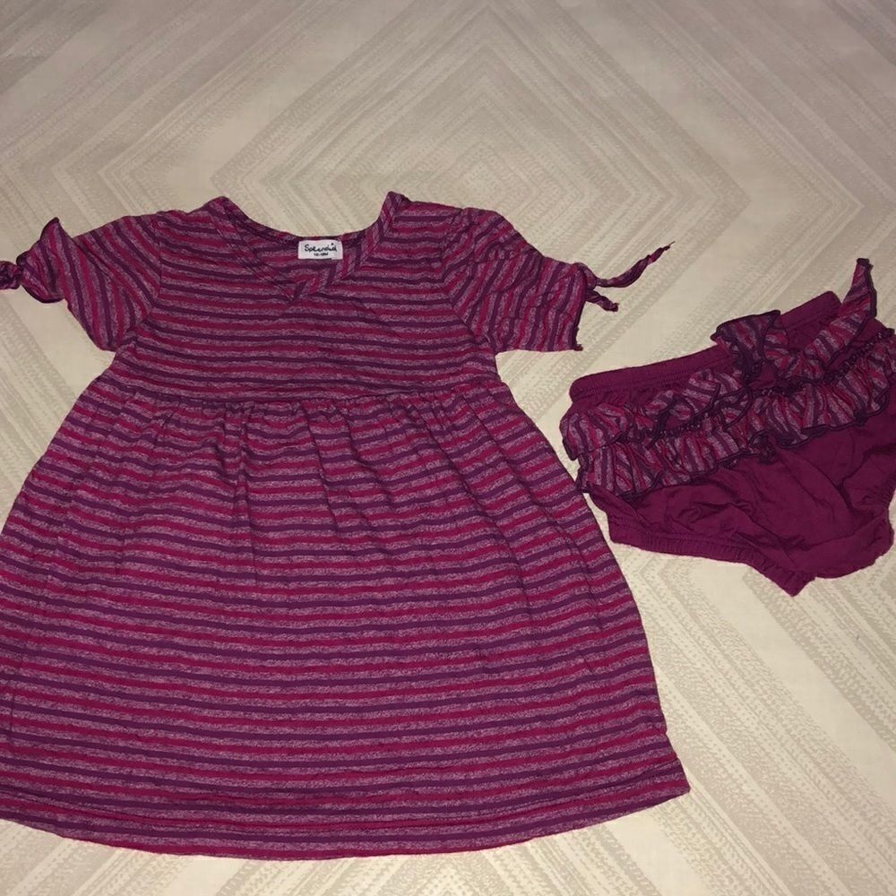 Splendid Girls Purple & Pink Dress & Diaper Cover